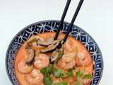 Laksa aux crevettes et champignons