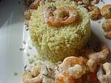 Couscous aux graines crevettes et bleuet / bavaroise caramel - erable