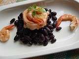 Roulés de saumon - haricots noirs crevettes