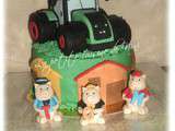 Gâteau  les 3 petits cochons  et tracteur