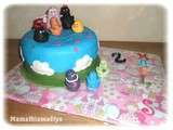 Layer cake choco, nutella et framboise pour un anniversaire Barbapapa