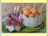 Billes de melon et brochettes de jambon