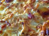 Quiche sans pâte oignons lardons mozza