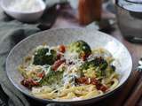 Linguine aux brocolis tomates sechees fromage de chevre