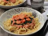 Linguine aux crevettes epinards ricotta