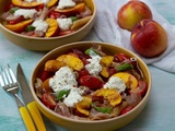 Salade de pates nectarines burrata