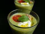 Soupe froide de courgettes, mozzarella et thon