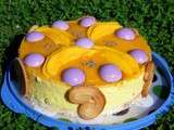 Entremet mangue lavande sur lit de coco