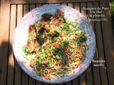 Araignée de porc à la thaï à la plancha, ramens sautés