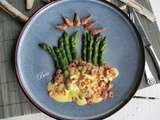 Asperges vertes sauce hollandaise aux crevettes grises