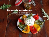 Carpaccio de poivrons et rillettes de poulet