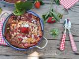 Clafoutis fraises et amande, coulis fraises verveine