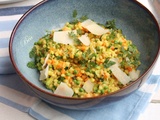 Fregola aux petits légumes sauce crémeuse au parmesan