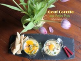 Oeuf cocotte printanier aux petits pois