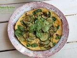 Omelette aux courgettes braisées à l'ail et pousses d'épinard