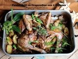 Poulet rôti en crapaudine aux oignons et pommes de terre