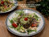 Salade chaude de lentilles au poulet vinaigrette aux condiments