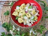 Salade de tortellini au basilic, artichaut et champignons