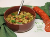 Soupe aux poireaux, pois chiches et chorizo