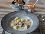 Soupe crémeuse aux poireaux et au saumon