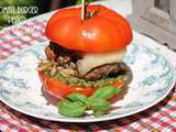 Tomate burger au pesto et tome de brebis