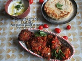 Tomatokeftede, tzatizki et pain plat au yaourt grec et au zaatar - balade grecque