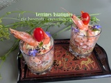 Verrines asiatiques, riz basmati, crevettes et pomelos