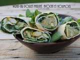 Wrap au poulet mariné, avocat et houmous