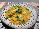 Dahl de lentilles corail aux curry et crevettes