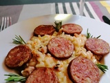 Risotto à la tomate saucisse de Morteau et Comté fruité