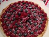 Tarte aux framboises et myrtilles