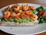 Bruschetta crevettes avocat