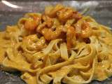 Tagliatelles crevettes curry