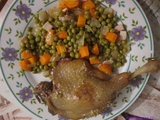 Confit de canard au ragoût de petits pois