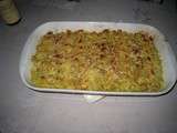 Gratin courgettes / ravioles / jambon cru