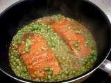 Pavés de saumon marinés aux petits pois et son riz tricolore