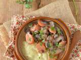 Polenta crémeuse, carottes et champignons fumés