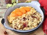 Quinoa aux noisettes et cranberries, lentilles corail aux épices