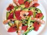 Salade fraîcheur aux crevettes, avocats et suprêmes de pamplemousse rose