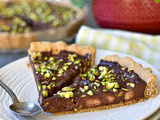 Tarte au chocolat, poire et pistache