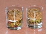 Verrine crumble - courgettes chorizo chevre