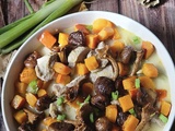 Blanquette de veau version d’automne aux champignons sauvages, potimarron et châtaignes
