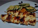 Brochettes de poulet marinees miel et moutarde a l'ancienne