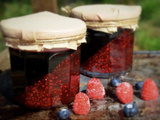 Confiture bicolore oblique framboise & myrtille