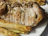 Côtes de veau rôties, asperges blanches au beurre, thym et ail confit