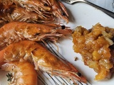 Gambas grillées & chutney de melon au piment d’Espelette