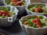 Green verrine with peas, mint and chorizo