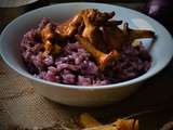 Risotto au vin rouge et chanterelles