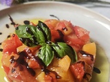 Tartare de tomates & melon rôti