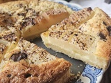 Version rustique : tarte amandine poire et chocolat sur pâte sablée